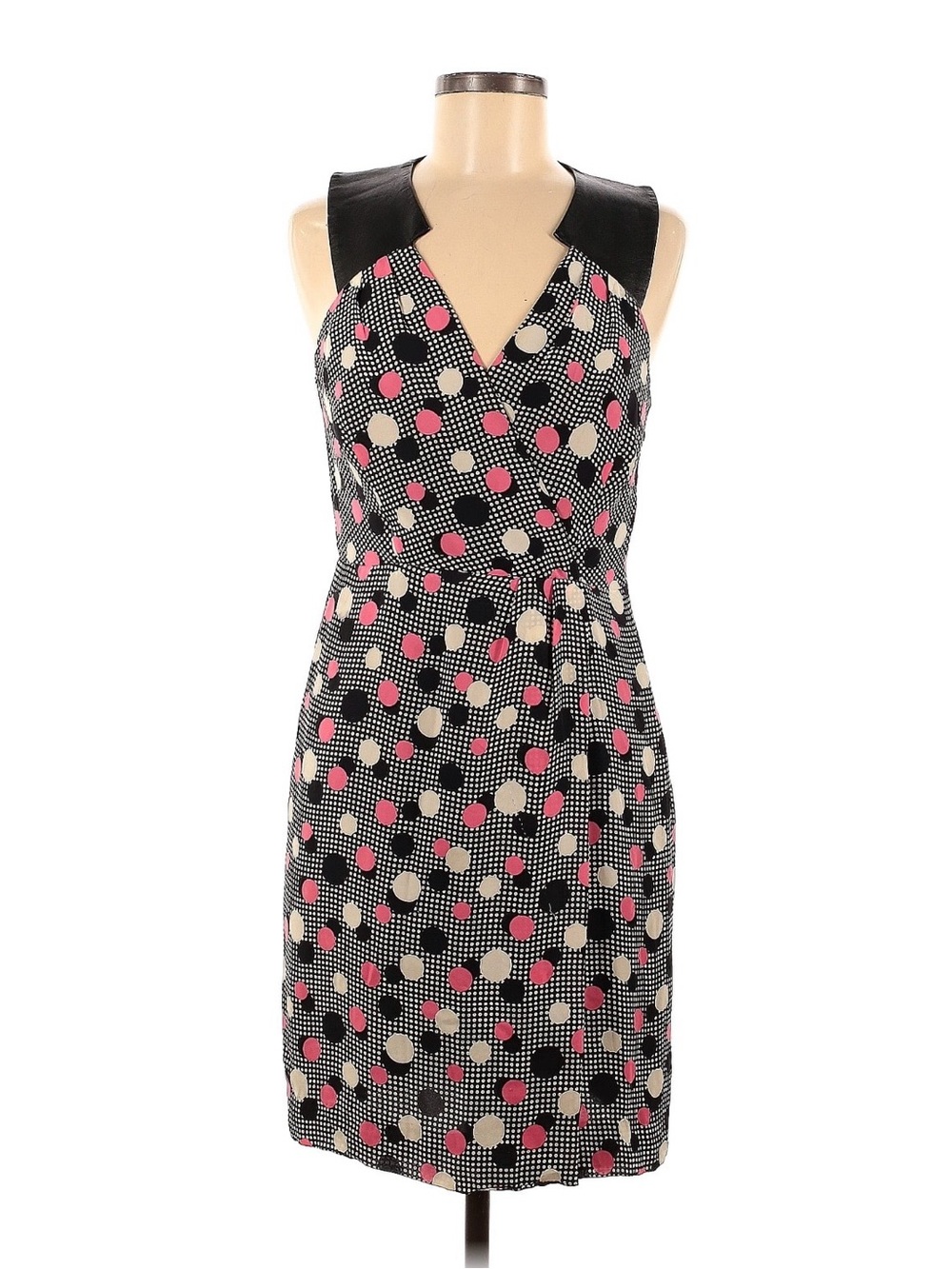 VINTAGE An Original Milly of New York Polka Dot Silk Dress with Leather Collar